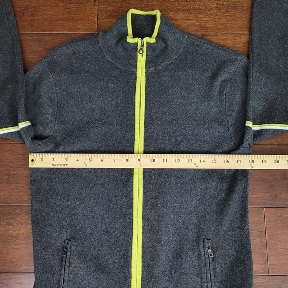 Neve Wool Blend Zip-Up Thick Knit Sweater Jacket Women's Size M Gray & Green - Picture 6 of 8
